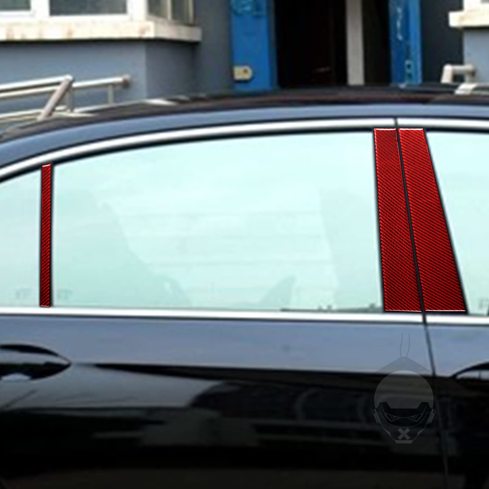 2014-2017 Honda Accord B-Pillar Cover - Real Carbon Fiber Sticker | Car Window Pillar Post Trim Panel | Exterior Auto Accessories (Red) | Enhances Style & Protects from Scratches for Daily Driving & Car Shows
