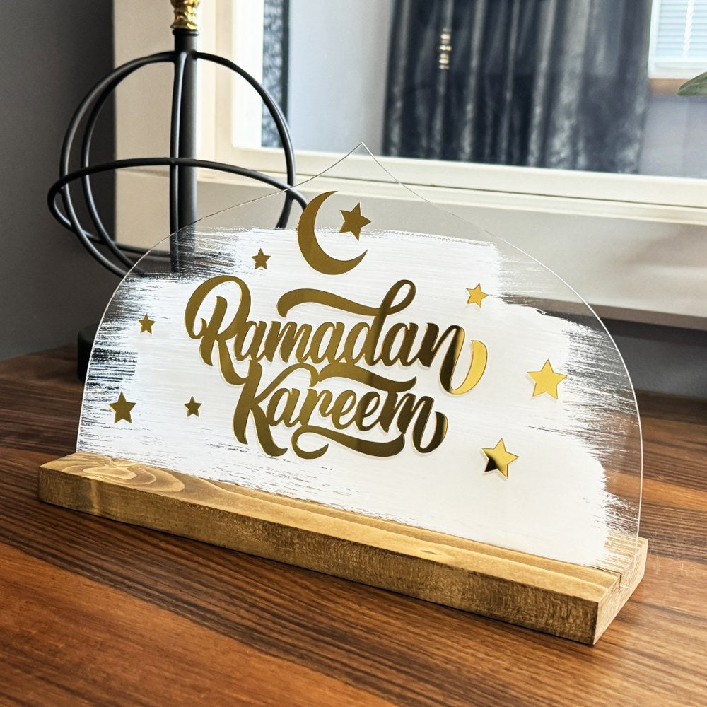 Ramadan Kareem Tabletop Decor - Islamic Holiday Decoration for Home & Office - Perfect for Ramadan Gifts, Iftar Table Centerpiece & Eid Celebration Decor