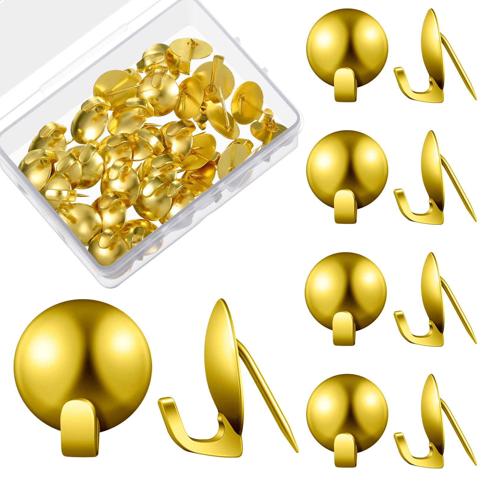 30 Pcs Gold Metal Cubicle Hooks - Heavy Duty 20 Lbs Capacity Fabric Panel Wall Hooks & Push Pins - Office, Kitchen, Home Organization Accessories - Perfect for Hanging Pictures, Keys, and Decor in Cubicles or Walls