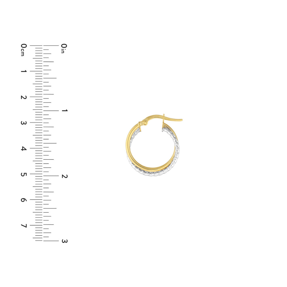 14K Gold Two-Tone Twisted Hoop Earrings for Women - Elegant Dangle Earrings for Everyday Wear, Parties & Special Occasions
