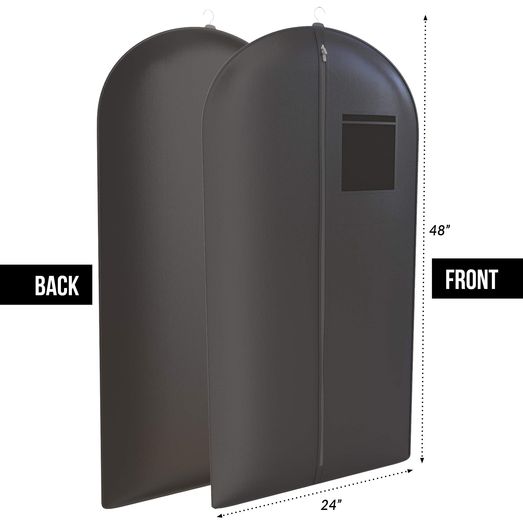 Premium Black Suit Garment Travel Bags with ID Tag Window - Heavy Duty & Lightweight 48