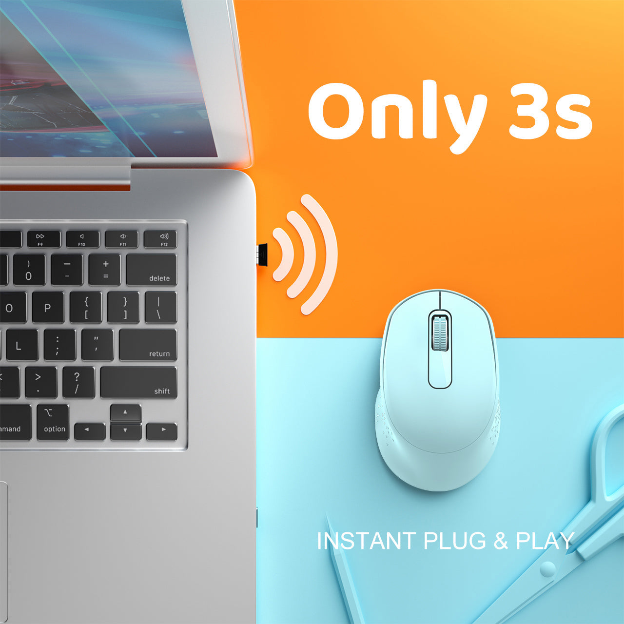 Wireless 2.4G Silent Mouse with USB Receiver - Ergonomic Cordless Computer Mouse for Laptop, PC, Mac - Mint Green - Perfect for Office, Home, Gaming & Travel Use