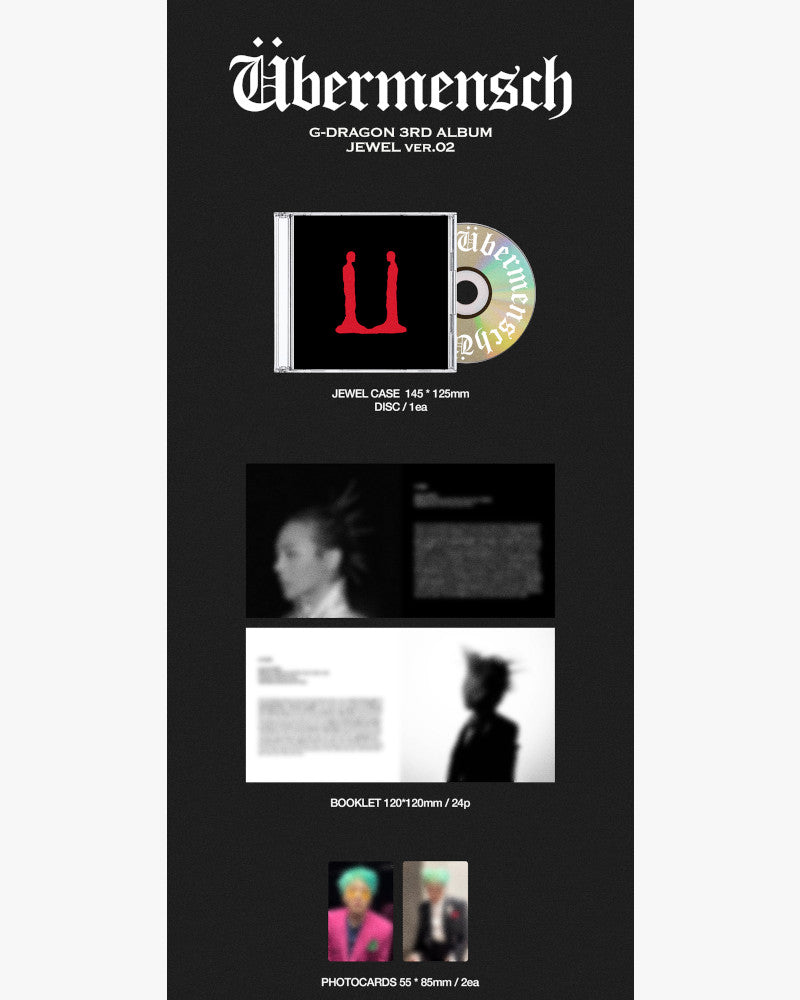 G DRAGON 3rd Mini Album [Übermensch] (JEWEL Version) - K-Pop Collectible CD with 8 Different Covers - Perfect for Fans & Music Collectors | Ideal for Gifting, Display & K-Pop Enthusiasts