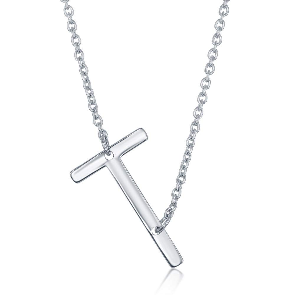 Sterling Silver Initial Necklace for Women - Personalized Letter Pendant Jewelry - Dainty Sideways Monogram Necklace - Gift for Her | Perfect for Birthdays, Anniversaries & Everyday Elegance