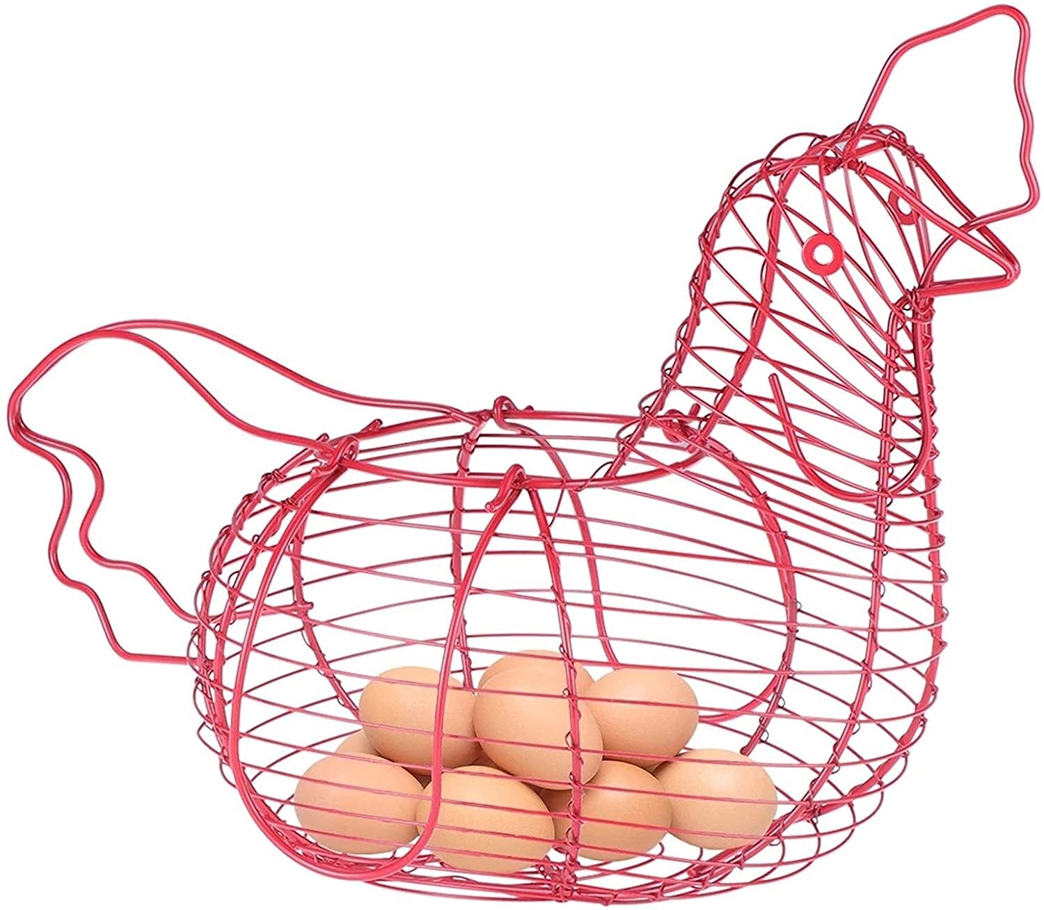 WKLIANGYUANPING Refrigerator Egg Container - Creative Chicken-Shaped Iron Egg Basket Holder for Eggs & Vegetables Storage | Perfect for Kitchen Organization, Refrigerator Storage & Farmhouse Style Decor
