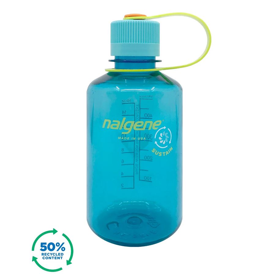 Nalgene 16oz Narrow Mouth Sustain Water Bottle - BPA-Free, Leak-Proof & Durable for Hiking, Camping & Outdoor Adventures