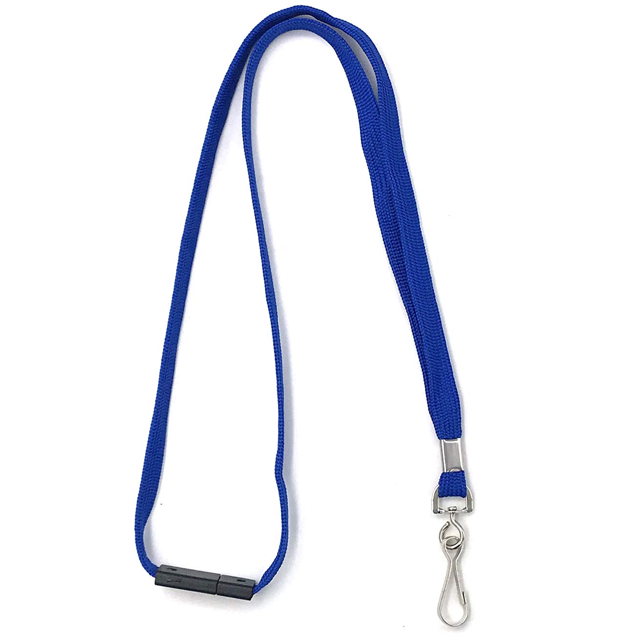 Premium Breakaway Lanyards - Blue ID Badge Straps with J Hook (50 Pack) for Office & Events