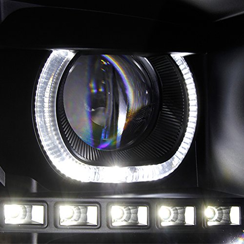 AKKON Black Exclusive Halo Projector SMD DRL LED Headlights Pair for Chevy Silverado - Driver & Passenger Side - Upgrade Your Truck's Style & Night Visibility