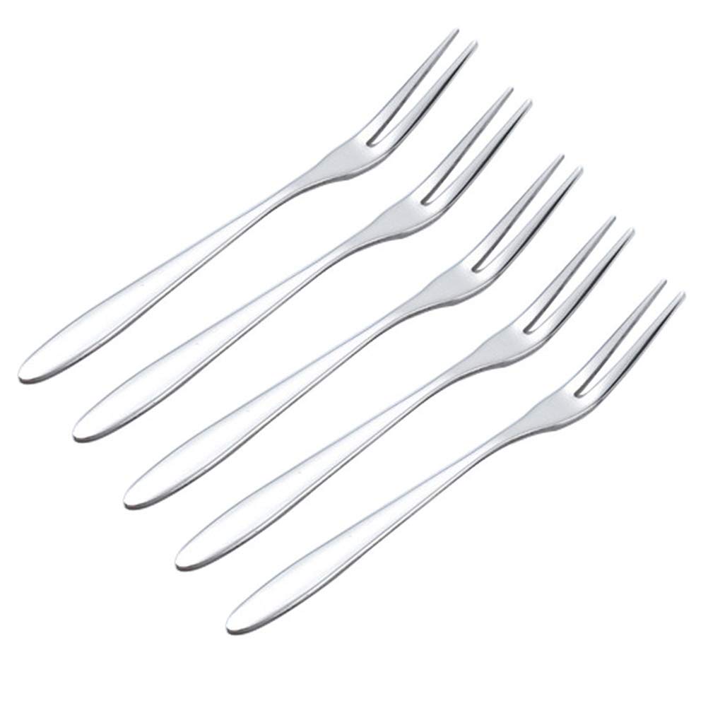 5-Pack Stainless Steel Cake Forks - Reusable Fruit Forks & Party Picks for Desserts, Lunchboxes, Picnics & Tea Parties (Durable & Elegant)