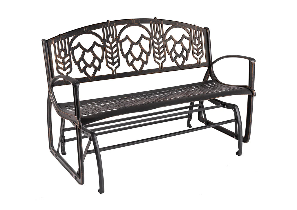 Outdoor Hops Glider Bench - Comfortable Patio Swing Chair for Garden, Backyard, and Porch Relaxation | Perfect for Lounging, Reading, and Enjoying Nature