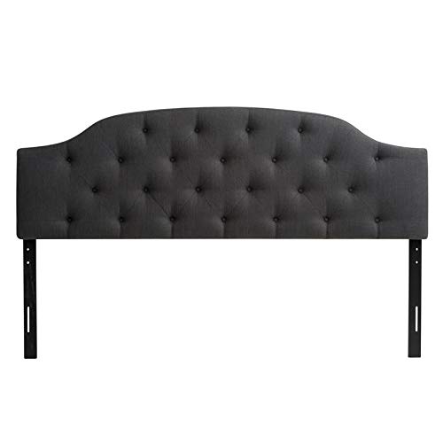 CorLiving Calera Tufted Dark Gray Fabric King Size Headboard - Elegant Upholstered Bed Frame for Master Bedroom & Guest Room Decor