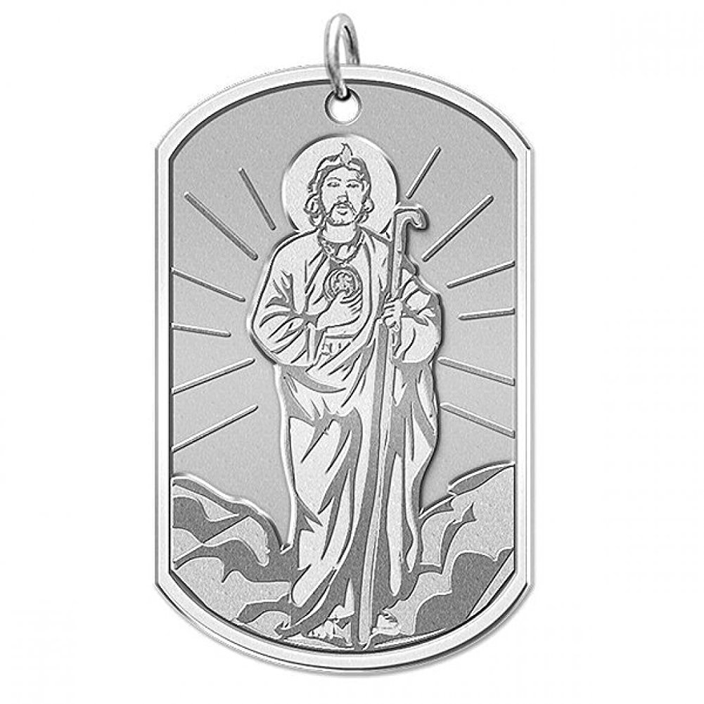 Saint Jude Thaddeus Sterling Silver Dog Tag Medal - 1 Inch Religious Pendant for Protection - Christian Jewelry Gift for Men & Women - Perfect for Daily Wear, Baptism & Spiritual Blessings