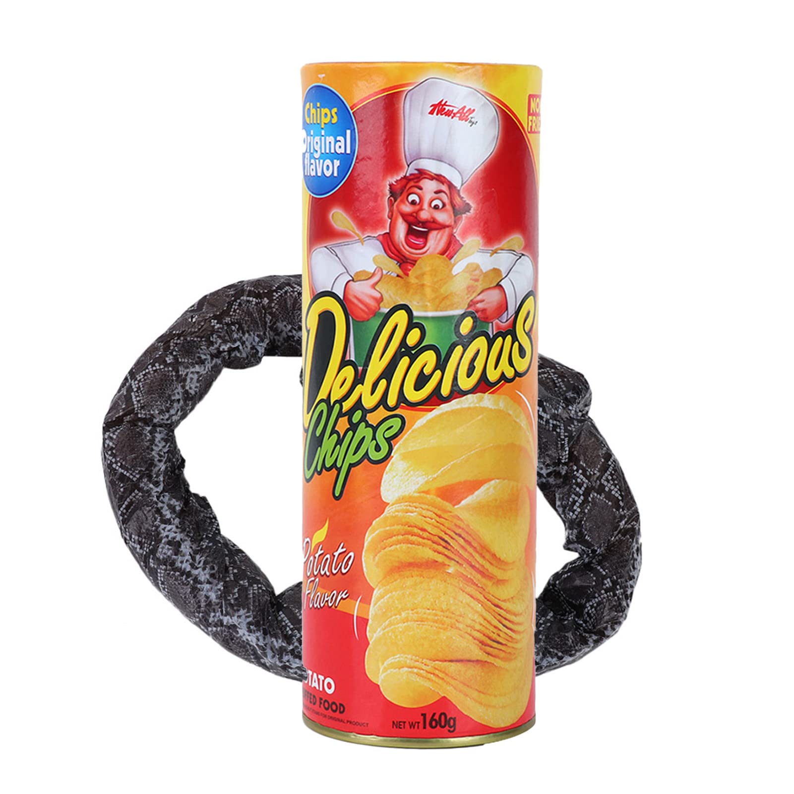 Funny Magic Potato Chip Snake Can - Jumping Spring Snake Toy for Pranks, Halloween & April Fools Day - Scary Fries Prank Gift for Parties, Decorations & Practical Jokes (Great for Office Pranks & Tricking Friends)