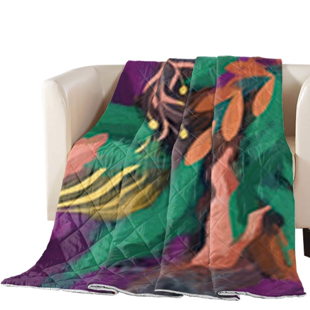 Oversized Queen Size Abstract Leaves Oil Painting Art All-Season Comforter - Soft Bedspread Quilt for Adults & Kids, Duvet Insert or Stand-Alone Blanket - Perfect for Bedroom Decor, Sofa Throw, and Cozy Family Nights