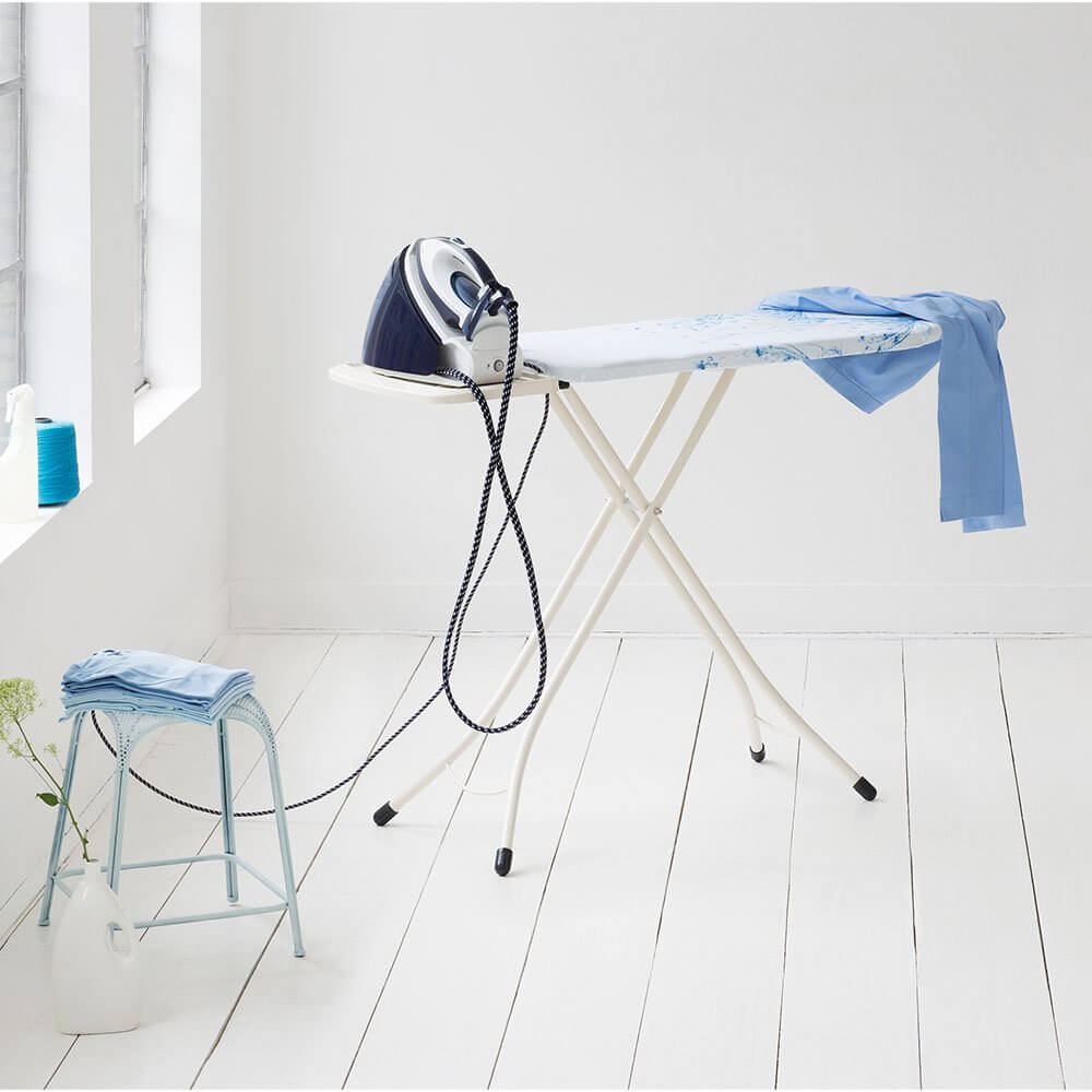 Premium Ironing Board C 124x45cm with Steam Iron Rest - Extra Wide Cotton Cover for Home & Laundry Use - Perfect for Ironing Clothes, Linens & Fabrics