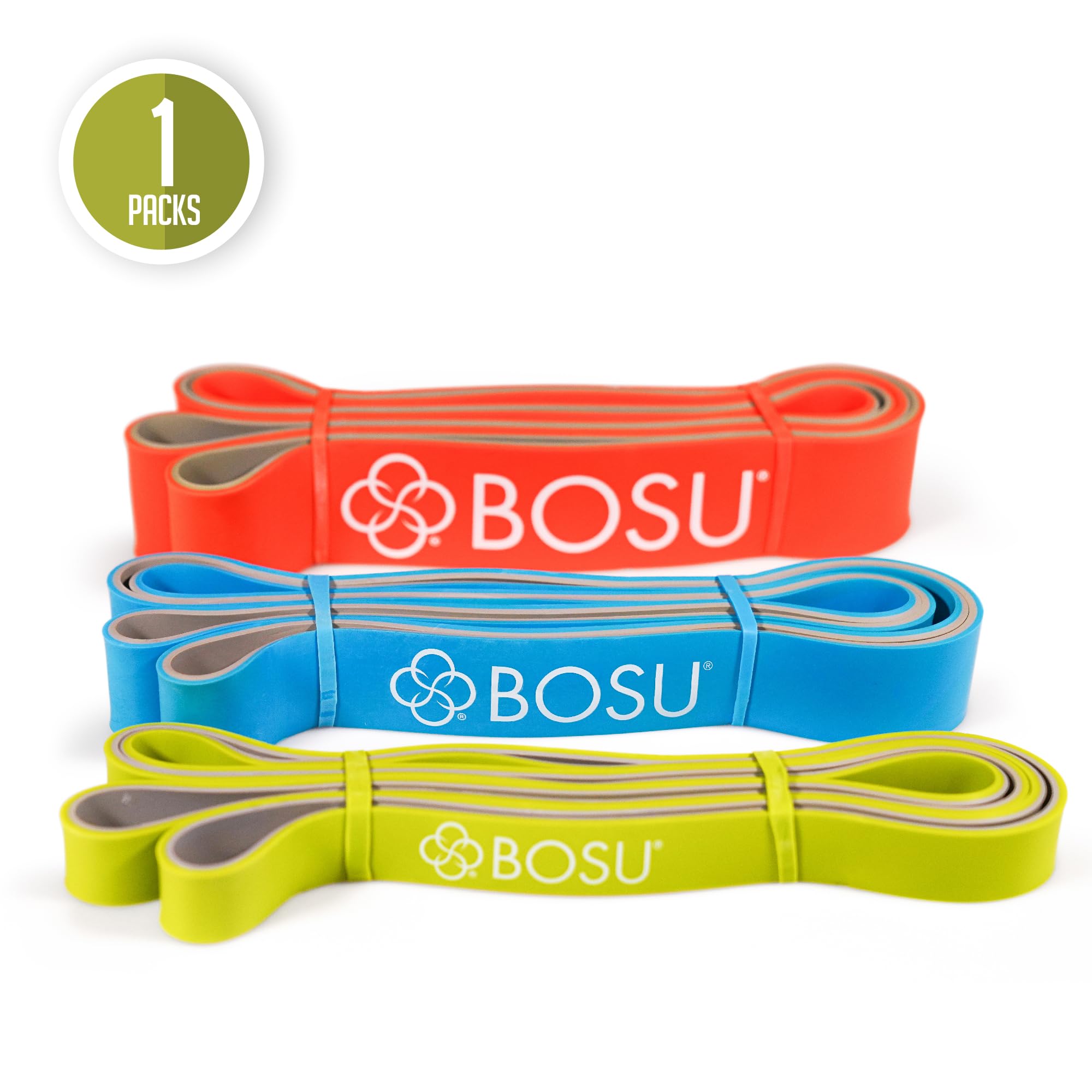 Premium BOSU Resistance Band Set - Heavy Duty Exercise Bands for Home Workouts, Strength Training, Yoga & Physical Therapy - Includes 5 Resistance Levels (Light to X-Heavy) for Full-Body Fitness & Muscle Toning
