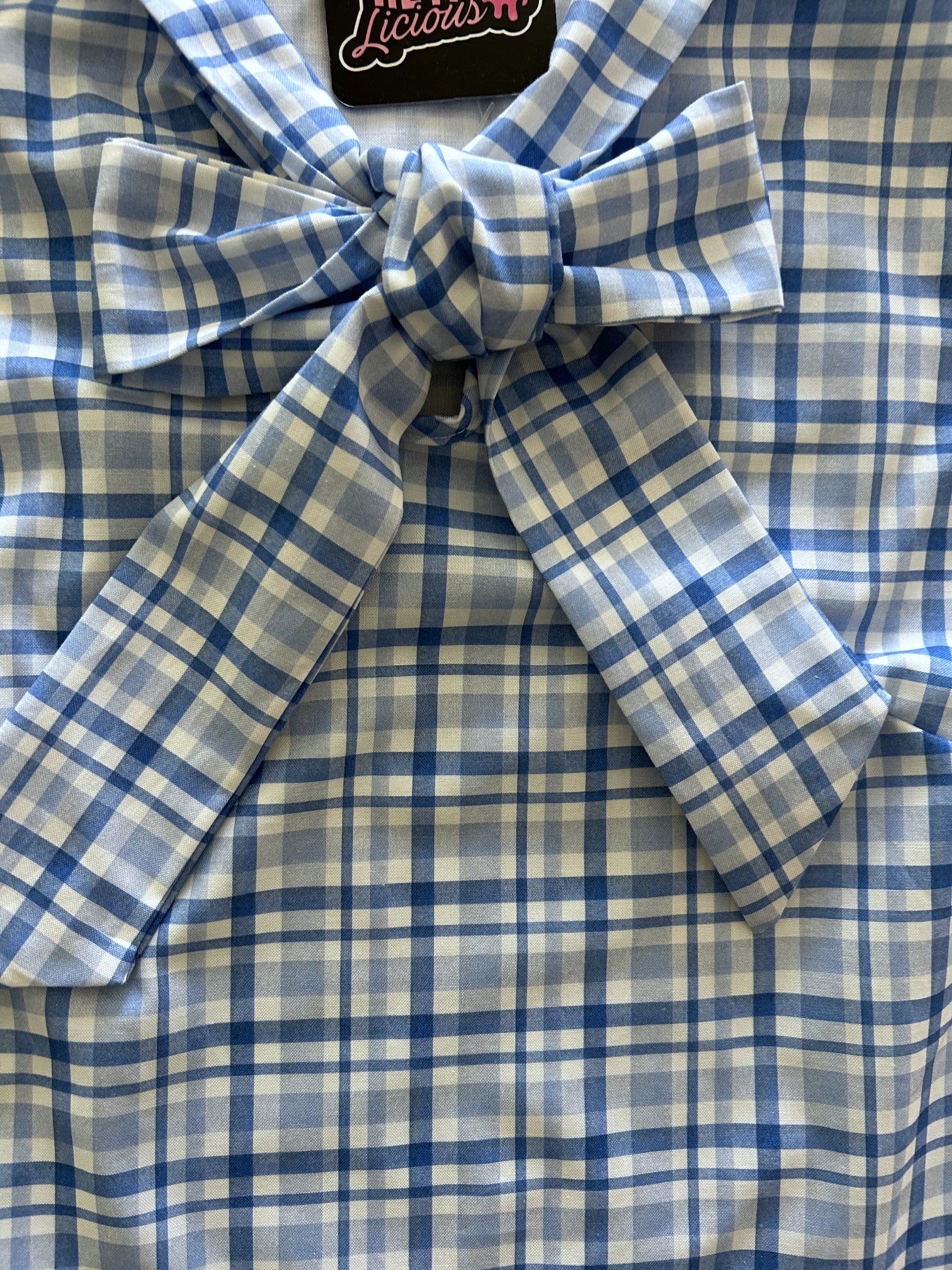 Blue Plaid Bow Top for Women - Stylish & Elegant Hair Accessory for Parties, Weddings & Everyday Wear