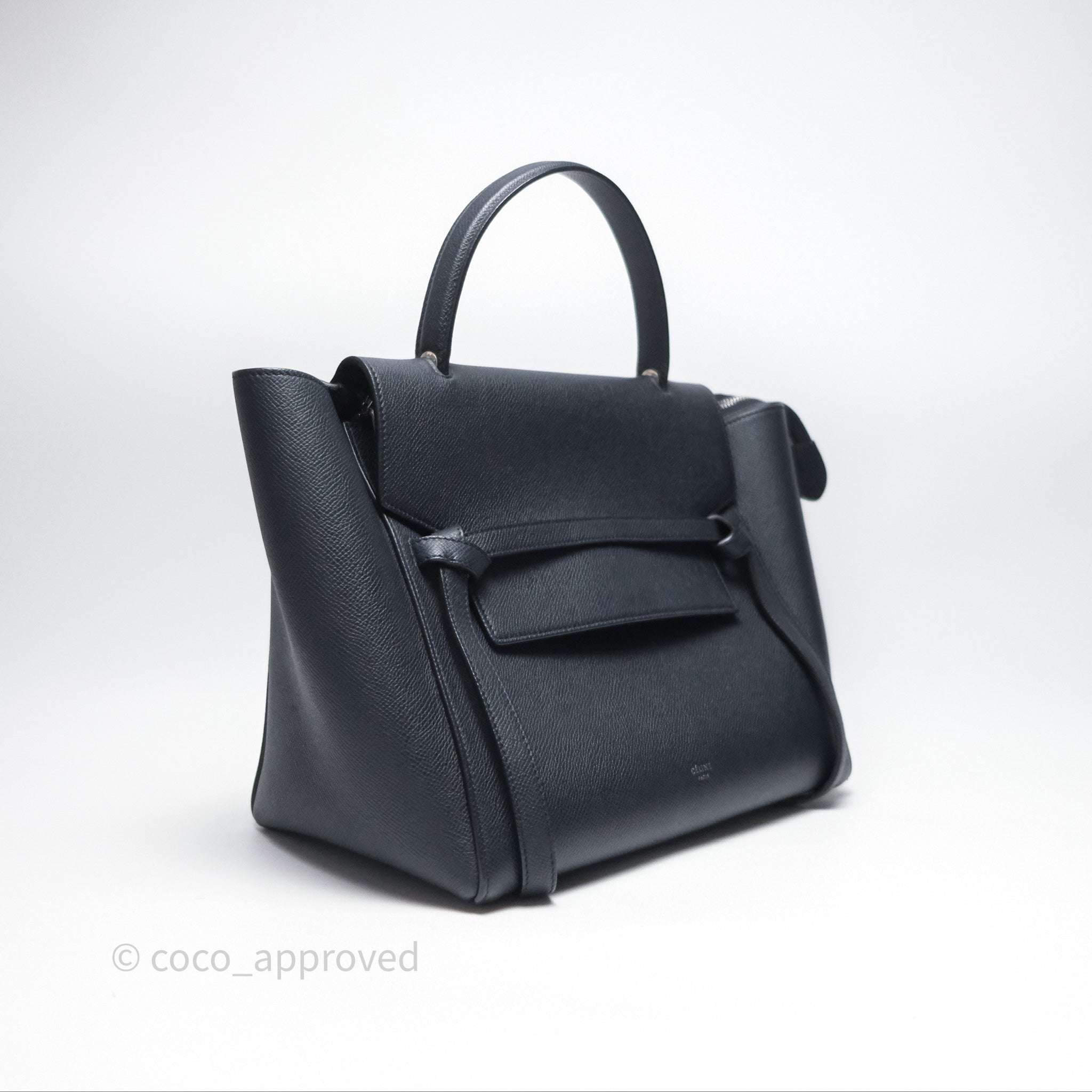 Celine Mini Belt Bag in Navy Grained Calfskin with Silver Hardware - Perfect for Everyday Use, Travel & Casual Outings