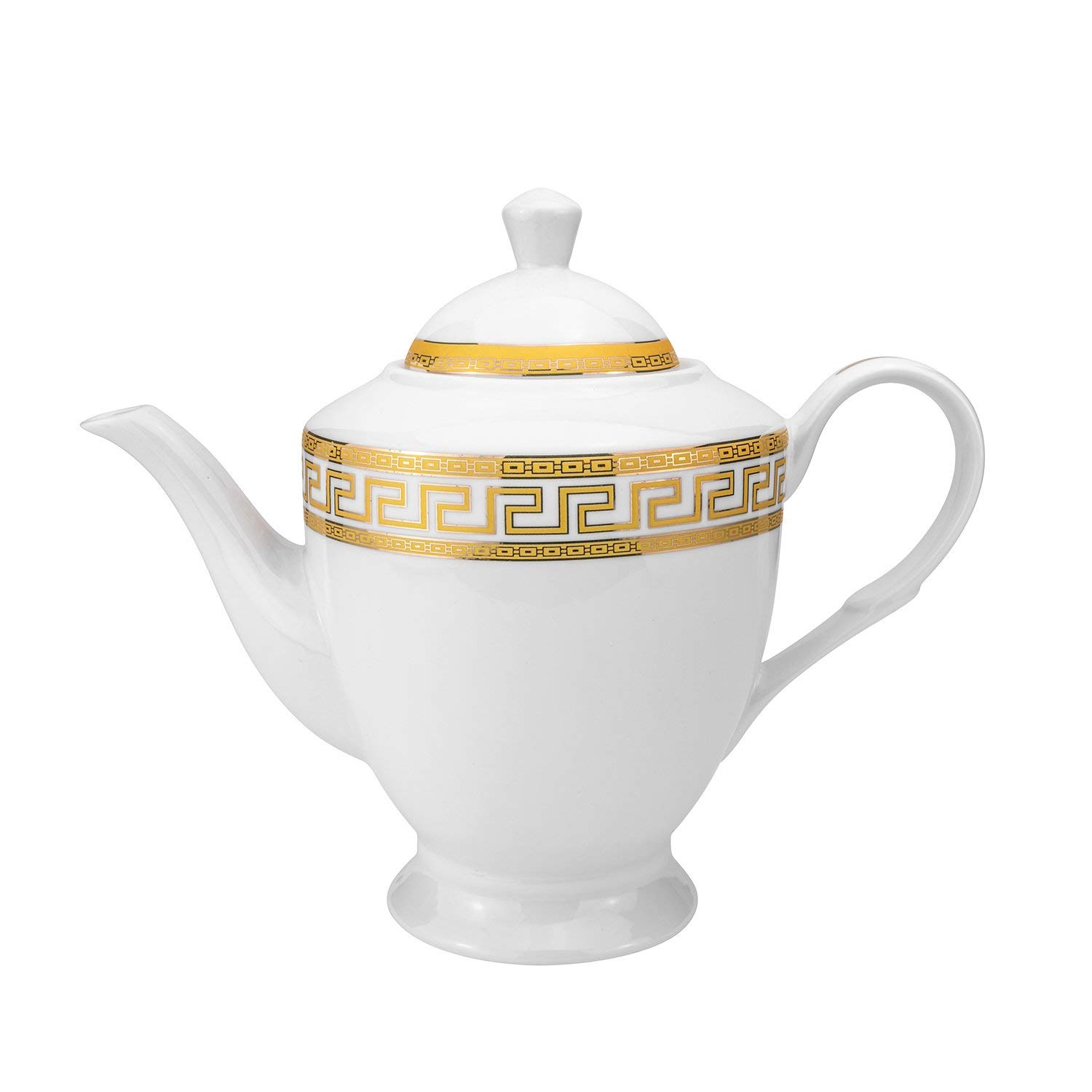 Royalty Porcelain Tea and Coffee Set - 17-Piece Antique Greek Design Porcelain with Gold Accents | Perfect for Afternoon Tea, Bridal Showers & Luxury Home Decor