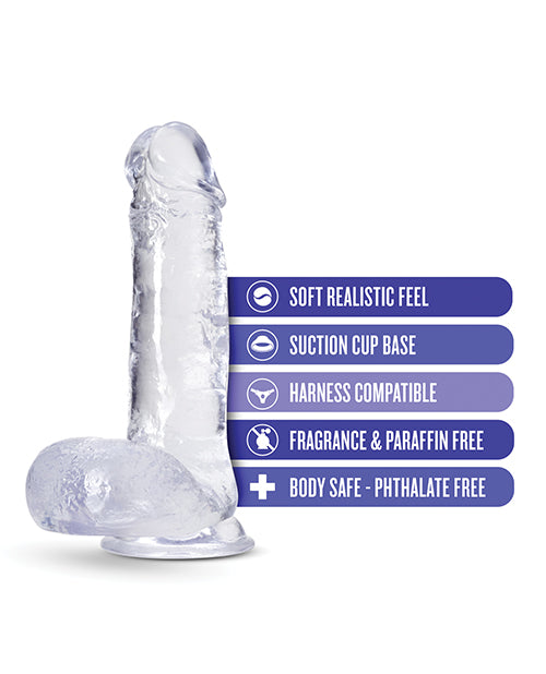 B Yours Plus Rock n' Roll Realistic Dildo with Balls - 7.25 Inch Clear Silicone Adult Toy for Couples & Solo Play - Perfect for Spicing Up Your Bedroom or Bachelorette Parties