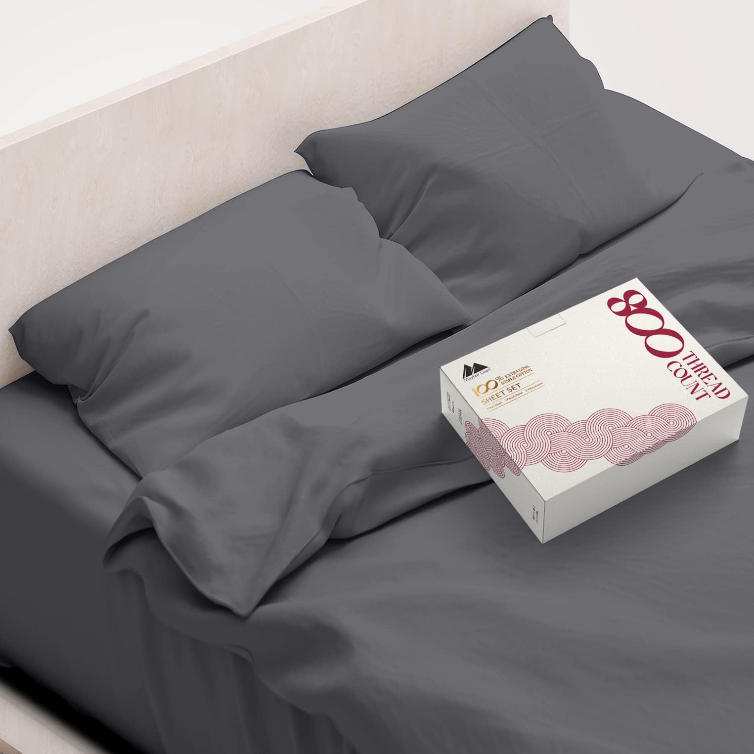 Luxury 100% Egyptian Cotton King Size Sheets Set - 800 Thread Count 4-Piece Hotel Bedding, Sateen Weave Soft Cooling Sheets with 16