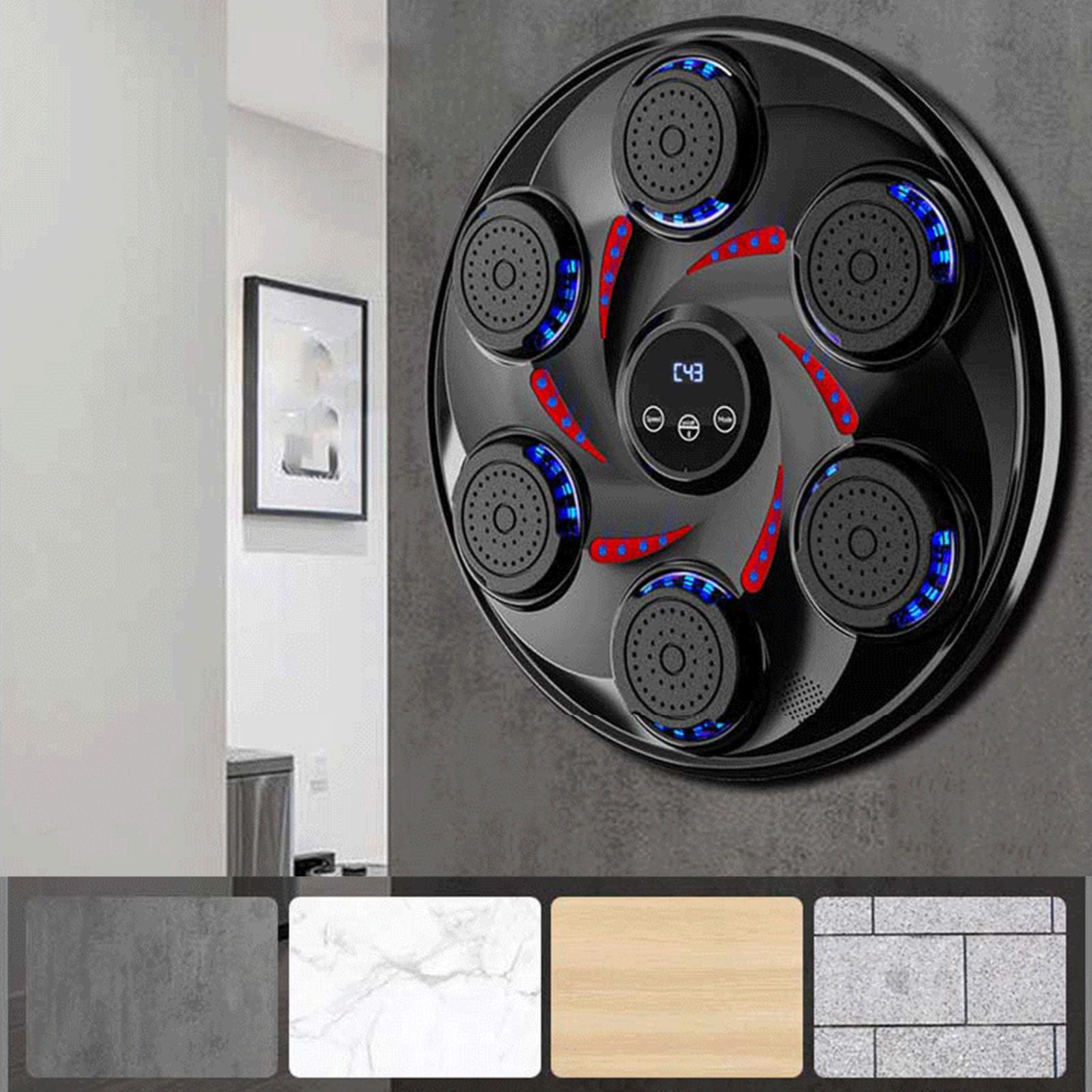 Yoidesu Smart Bluetooth Music Boxing Trainer with LED Electronic Target - Wall Mounted Punching Equipment for Home Gym, Includes Boxing Gloves - Perfect for Fitness Training, Stress Relief & Cardio Workouts