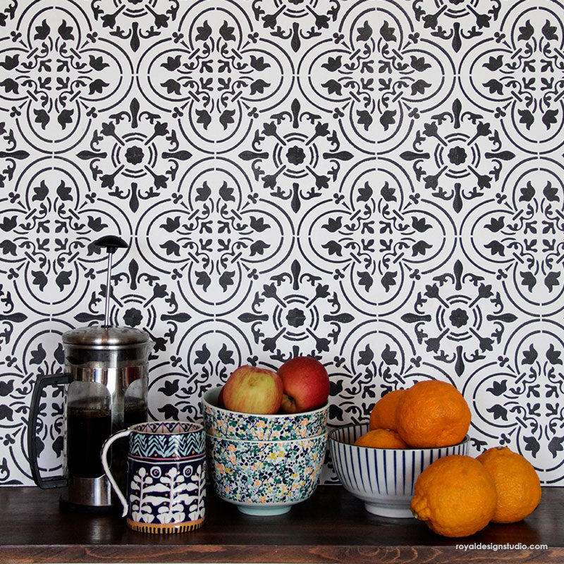 Palladium Tile Stencil - Reusable DIY Floor & Wall Stencil for Geometric Patterns - Perfect for Home Decor, Bathroom, Kitchen & Backsplash Projects