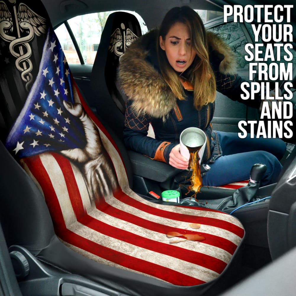 Patriotic Nurse American Flag Car Seat Covers - Premium Quality USA-Themed Auto Accessories for Nurses & Healthcare Workers - Perfect for Cars, Trucks & SUVs