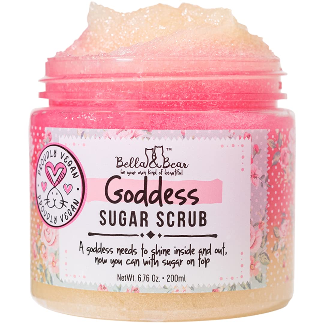Bella & Bear Goddess Sugar Scrub - 3-in-1 Exfoliating Body Scrub, Moisturizer & Body Wash | Vegan, Cruelty-Free Skincare for Silky Smooth & Radiant Skin | Perfect for Spa Days, Self-Care Routines & Gift Giving