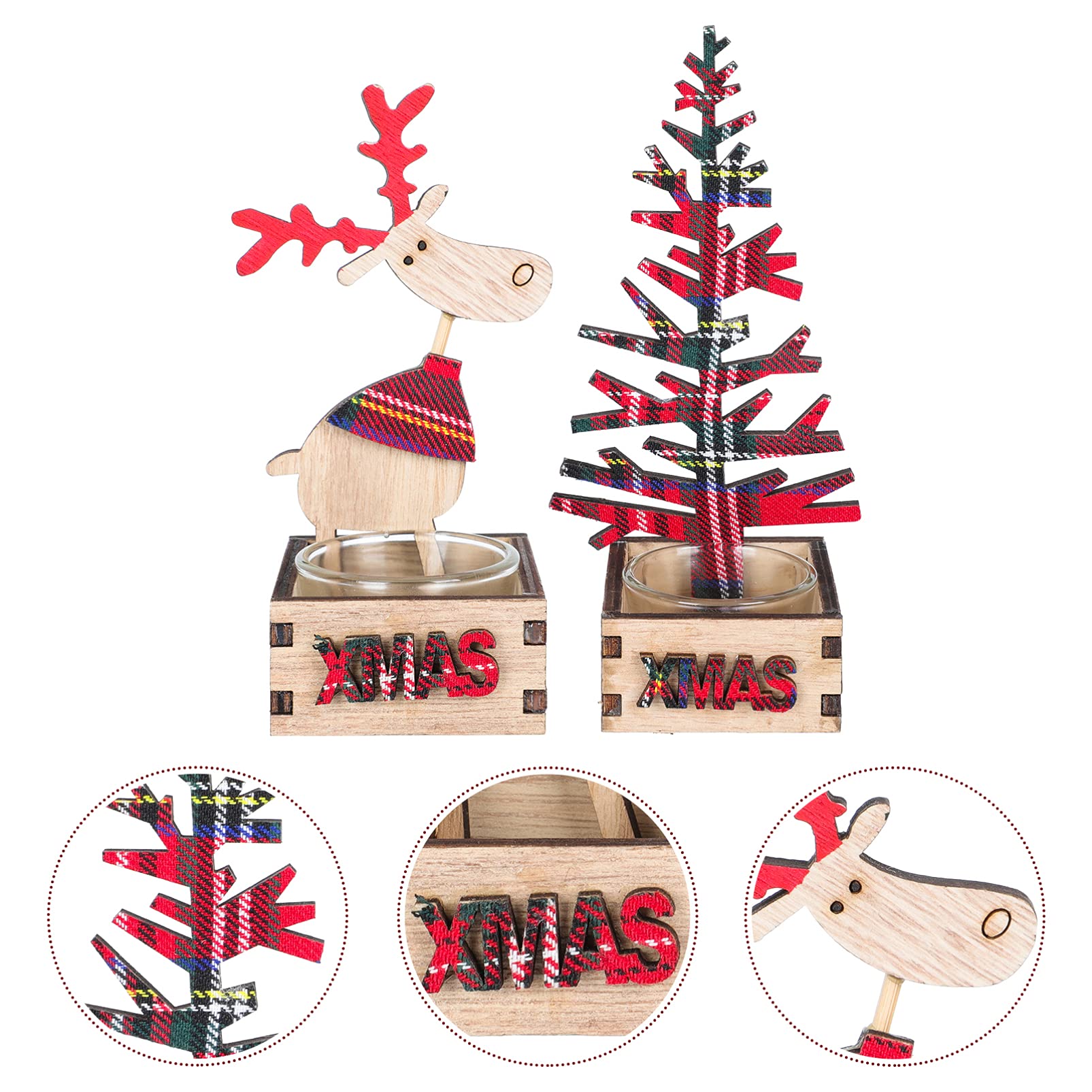 OSALADI 2-Pack Wooden Candle Holders - Elegant Farmhouse Wedding Candlesticks for Romantic Decor, Christmas Pillar Candles & Home Centerpieces - Perfect for Weddings, Holidays, and Cozy Farmhouse Decor