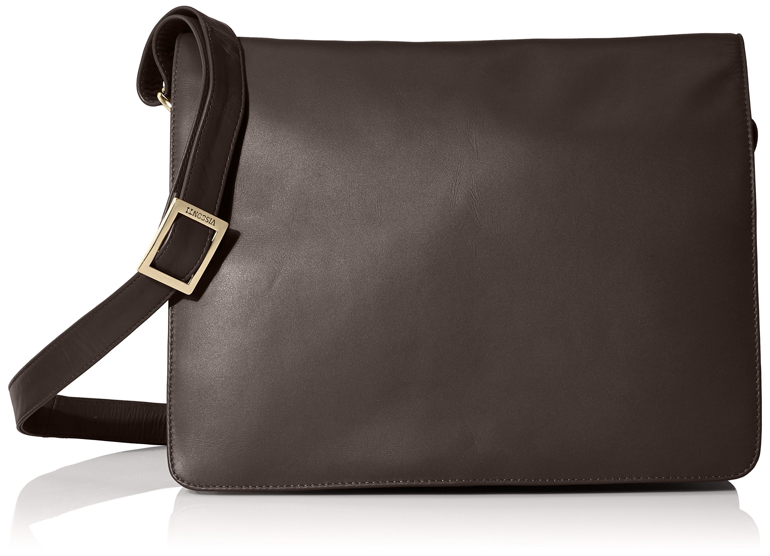 Women's Large Leather Flap-Over Shoulder/Crossbody Messenger Bag - Chocolate Brown, One Size, Durable & Stylish for Work, Travel & Everyday Use
