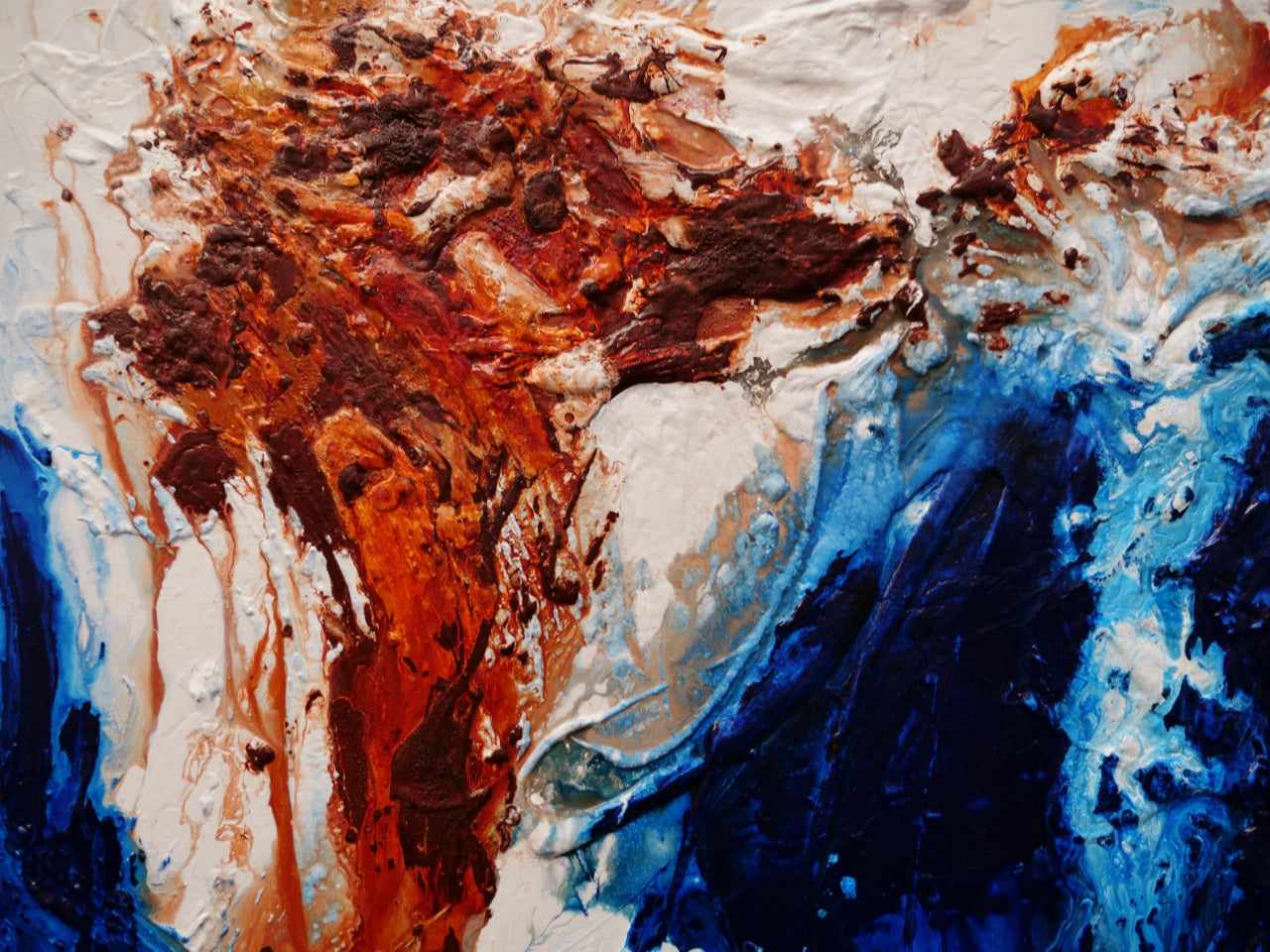 Blue Oxide Textured Abstract Painting 47