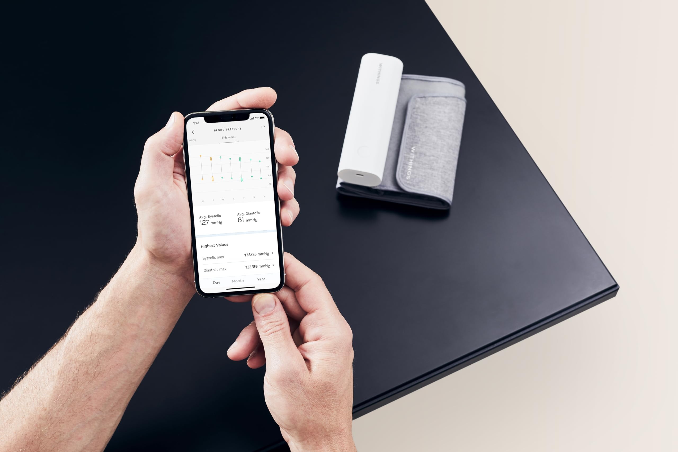 Withings BPM Connect - Smart Digital Blood Pressure Monitor with Heart Rate Tracking - FDA Cleared Arm Cuff for iOS & Android - Home Health Monitoring Device for Hypertension & Heart Health Management
