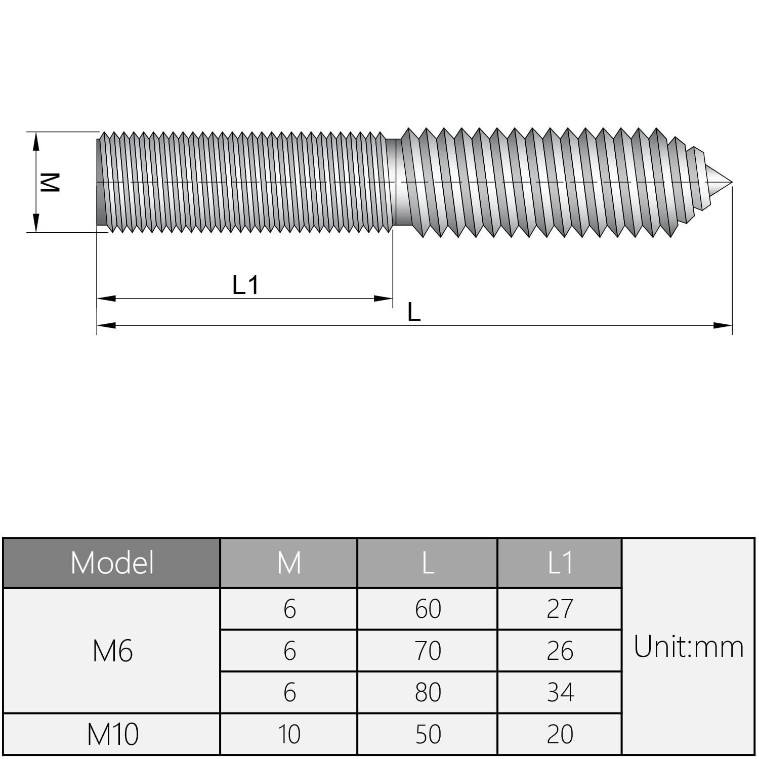 Double Headed Hanger Bolts M4x30mm - Carbon Steel Self-Tapping Screws for Furniture (50PCS) - Perfect for Pet, Outdoor & Home Use
