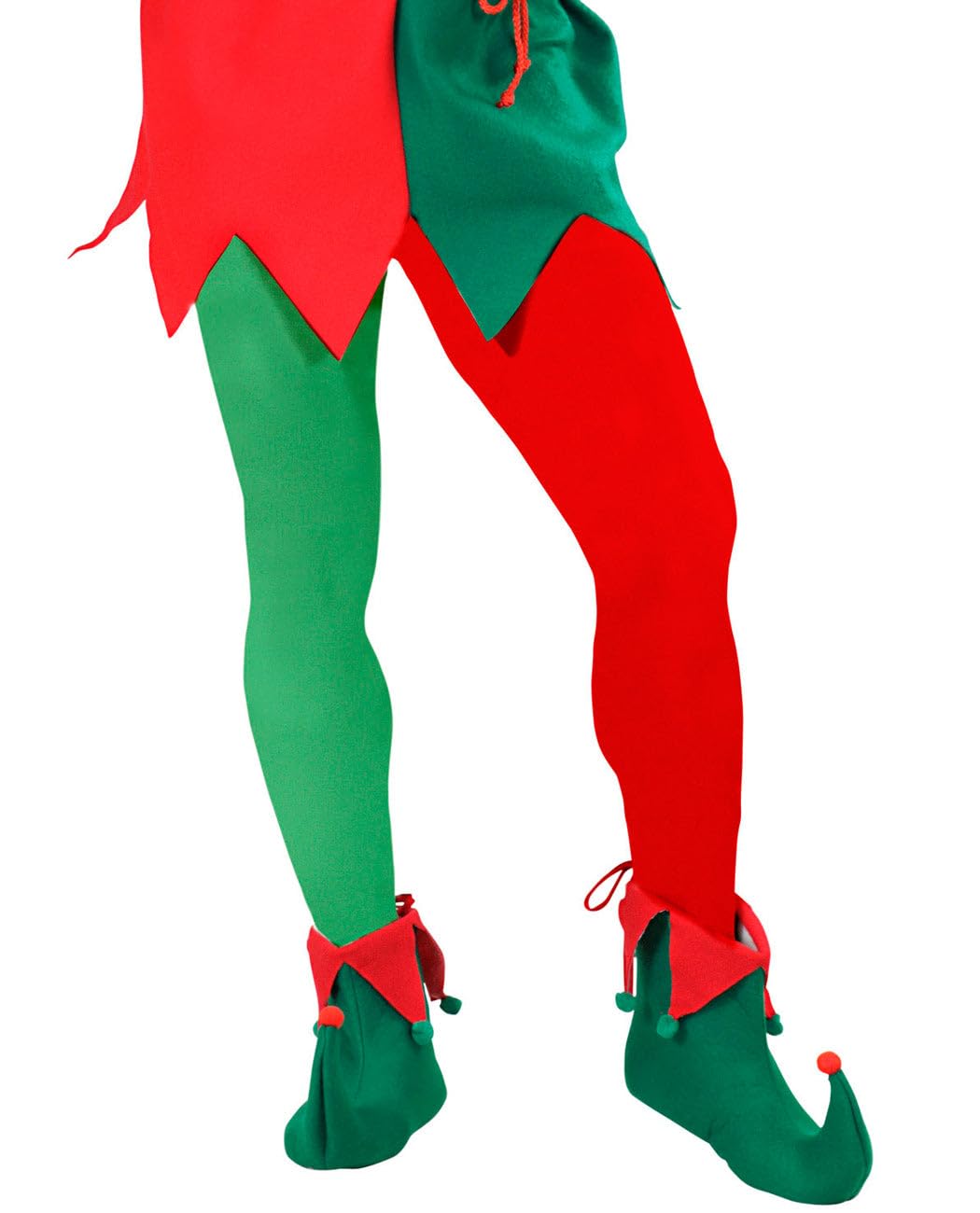 Bicolor XL Pantyhose - Red & Green Tights for Women, Holiday & Christmas Party Wear, Fashion Hosiery for Festive Outfits