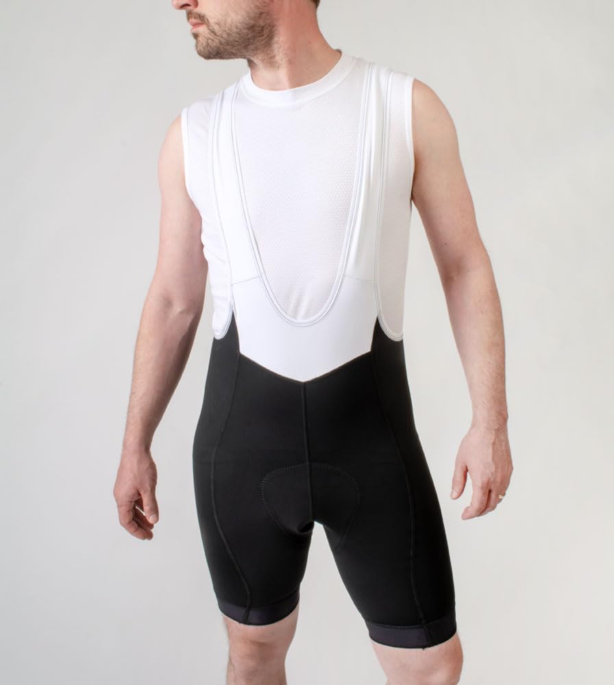 Men's Core Padded Cycling Bib Shorts - Long Distance Comfort Black Bike Shorts | USA Made | Perfect for Road Biking, Indoor Training & Triathlon Races