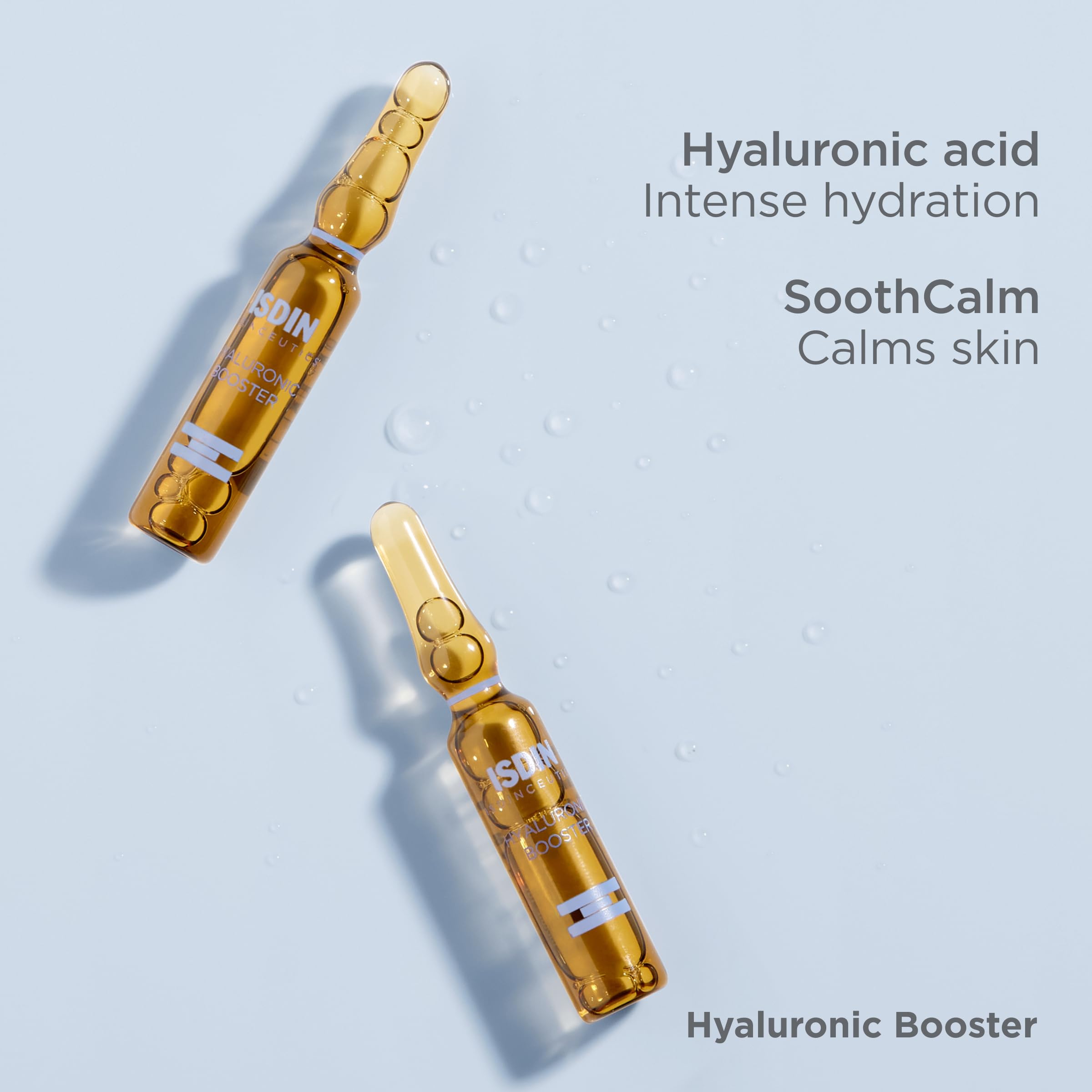 ISDIN Hyaluronic Acid Booster Serum with Peptides for Deep Hydration - 10 Ampoules | Anti-Aging Face Treatment for Dry Skin, Fine Lines & Wrinkles | Perfect for Night Routine & Travel Skincare