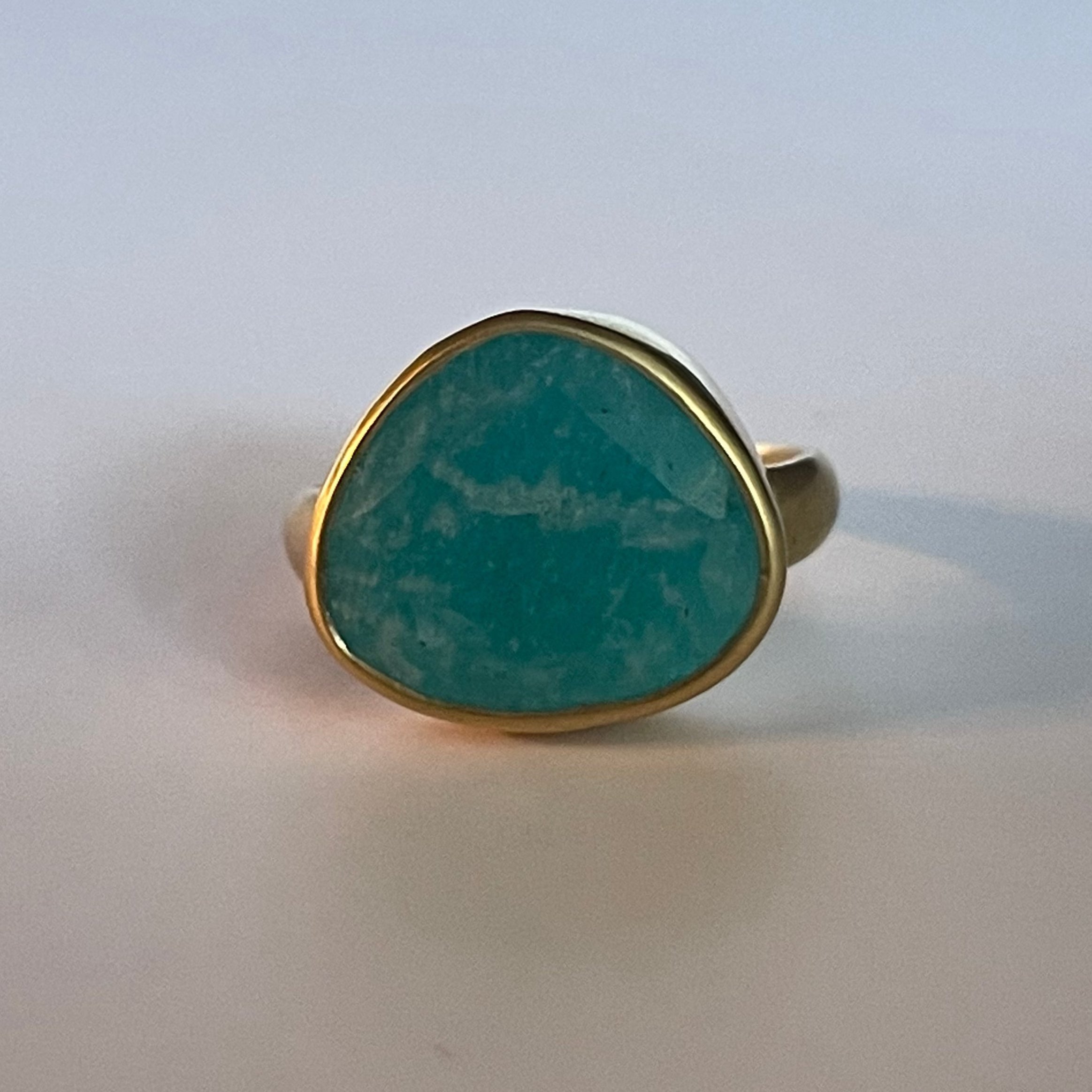 Amazonite Greek Ring - Sterling Silver Adjustable Boho Style Jewelry for Women, Perfect for Everyday Wear, Gifts & Spiritual Healing