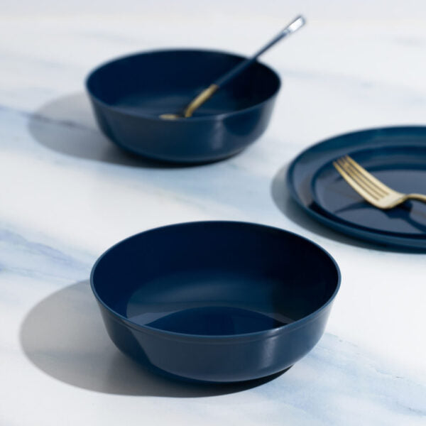 Premium 16 oz Navy Blue Round Plastic Soup Bowls - Set of 10, Durable & Stylish for Restaurants, Catering, and Home Use - Perfect for Soups, Salads, Cereals, and Party Serving