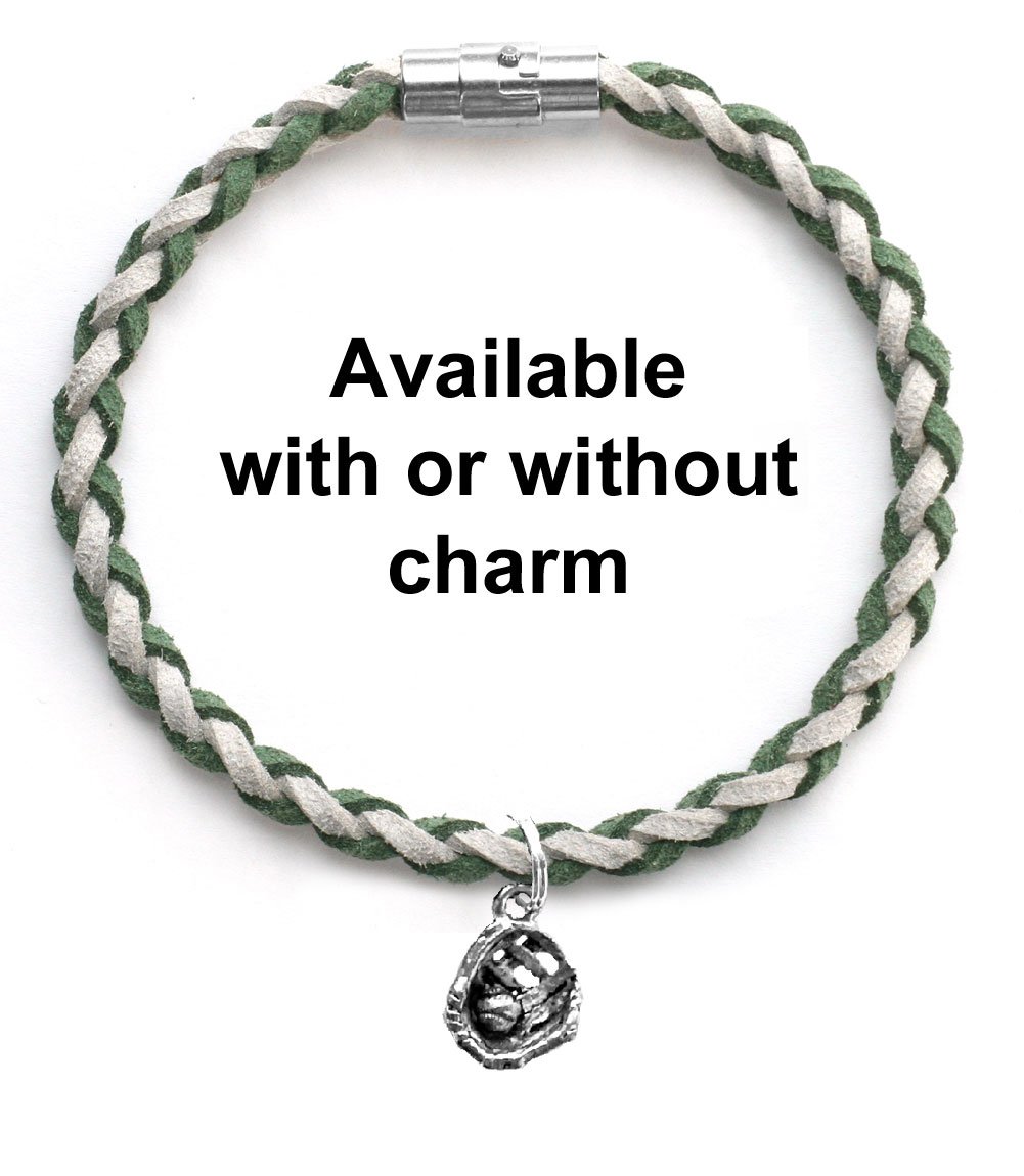 Braided Faux Suede Unisex Baseball Softball Bracelet - Team Colors Forest Green & Grey - Perfect for Games, Practices & Fan Support