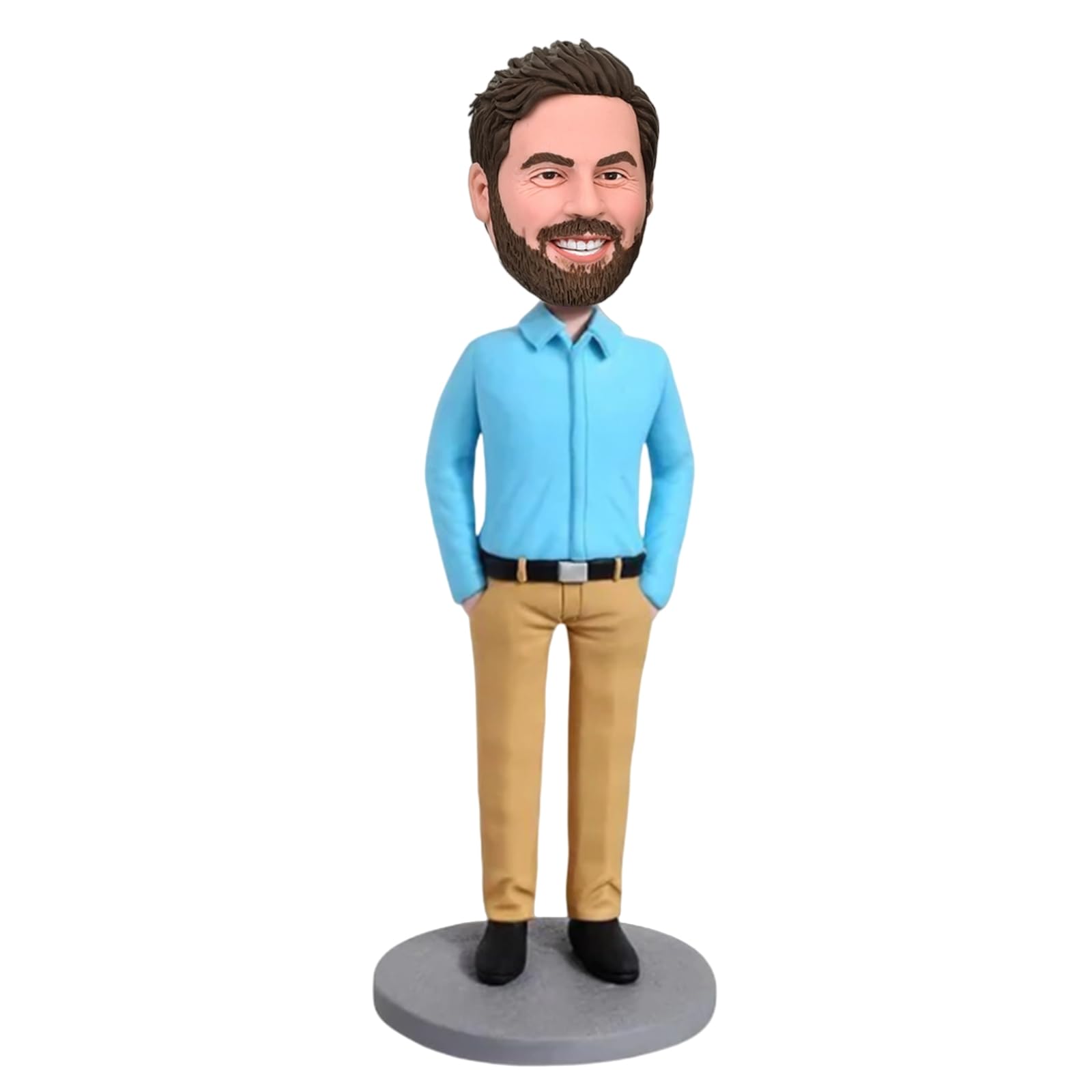 Custom Bobblehead Figurine - Personalized Handmade Clay Sculpture from Photo - Funny Gifts for Dad, Men's Birthday - Fully Customizable Blue Suit Doll - Unique Gag Gift for Father's Day, Retirement, Office Decor & Collectibles