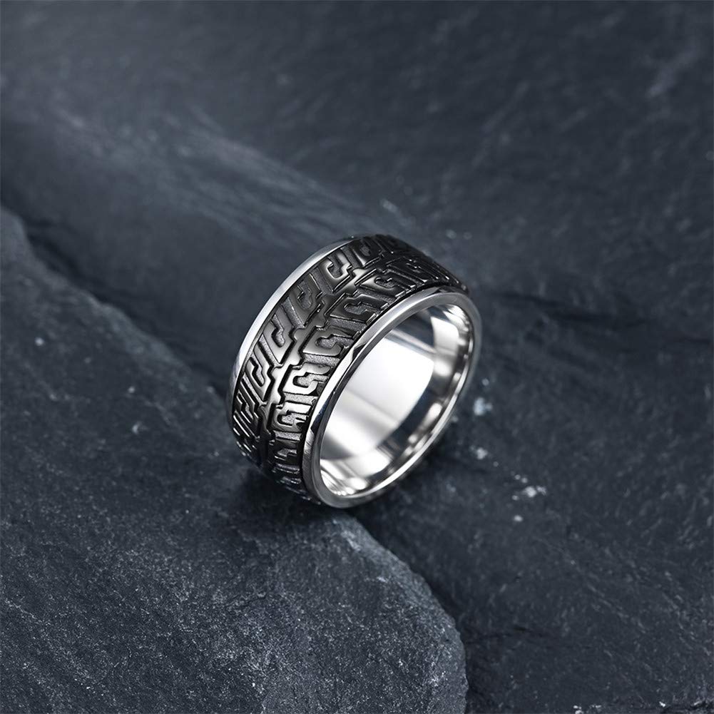 Men's Stainless Steel Spinner Ring - Cool Tire Tread Design Biker Jewelry for Motorcycle Riders | Perfect Gift for Bikers & Car Enthusiasts | Great for Everyday Wear, Parties & Motorcycle Events