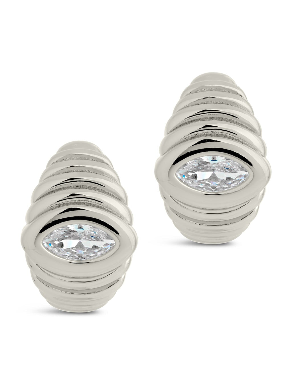 CZ Studded Croissant Hoop Earrings for Women - Sparkling Cubic Zirconia Gold Hoop Earrings - Trendy French Bakery Inspired Jewelry - Perfect for Parties, Weddings & Everyday Wear