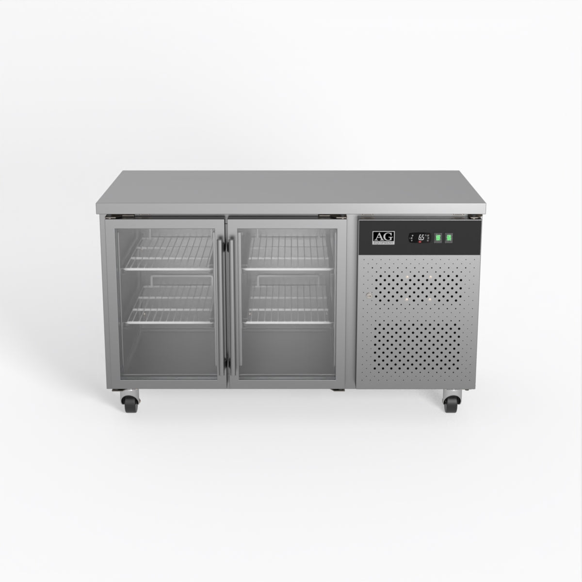 Commercial Glass Door Refrigerator - 2 Door Under Counter Display Fridge 700mm Depth for Restaurants, Cafes & Retail Stores