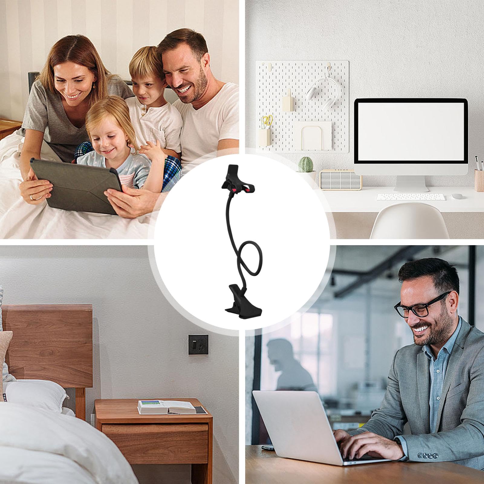 Flexible Long Arm Goose Neck Phone Stand - Adjustable Desk Clamp Holder for Bedside, Table, and Office Use | Perfect for Watching Videos, Reading, and Hands-Free Calling