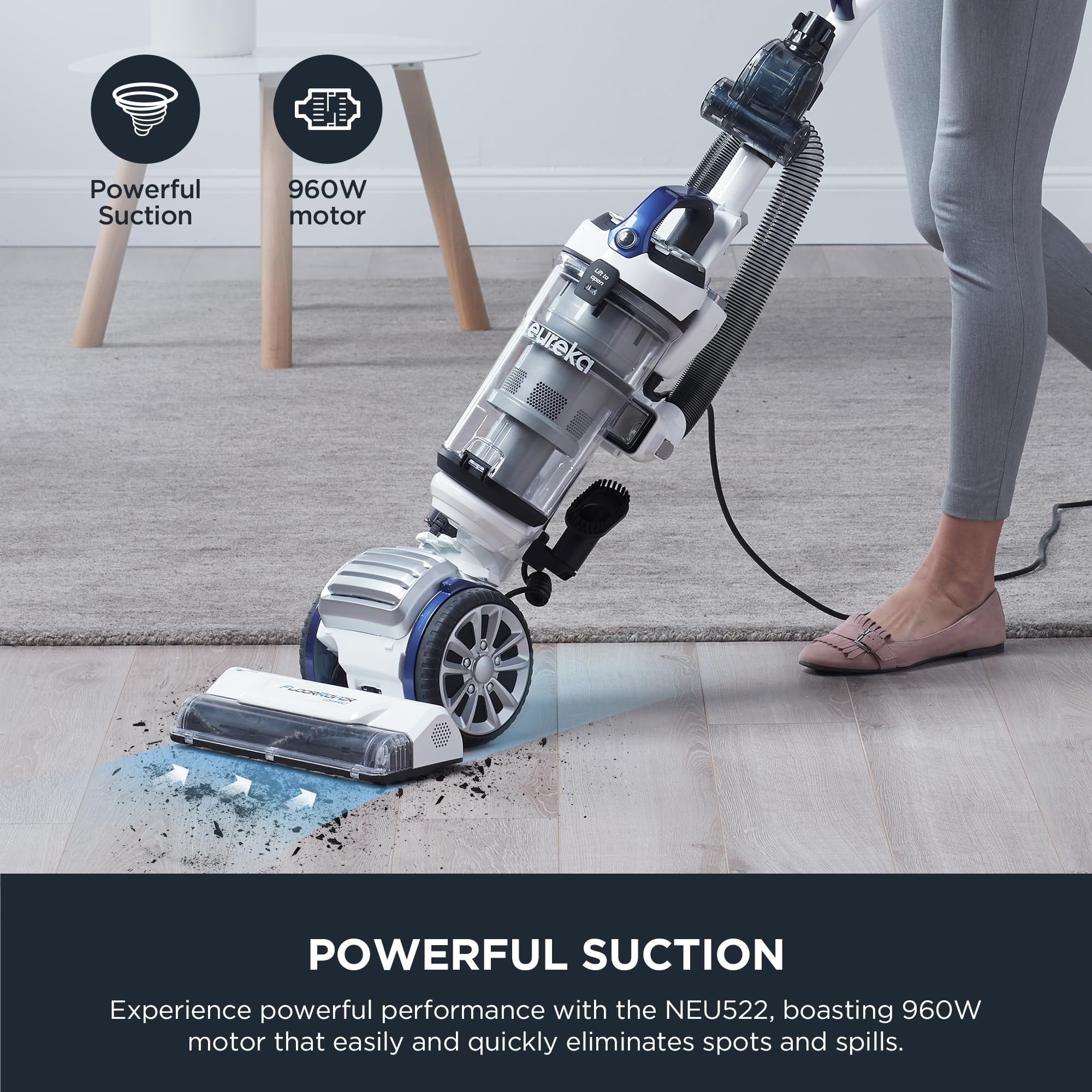 Eureka FloorRover Bagless Upright Pet Vacuum Cleaner with SuctionSeal Technology - Powerful Swivel Steering for Carpets & Hard Floors - Ideal for Pet Hair, Home Cleaning & Allergies Relief