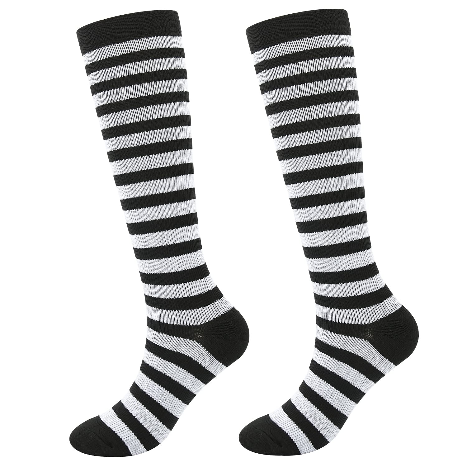 Funny Knee High Striped Compression Socks 20-30 mmHg for Women & Men - Improve Circulation & Comfort for Travel, Workout & Daily Wear