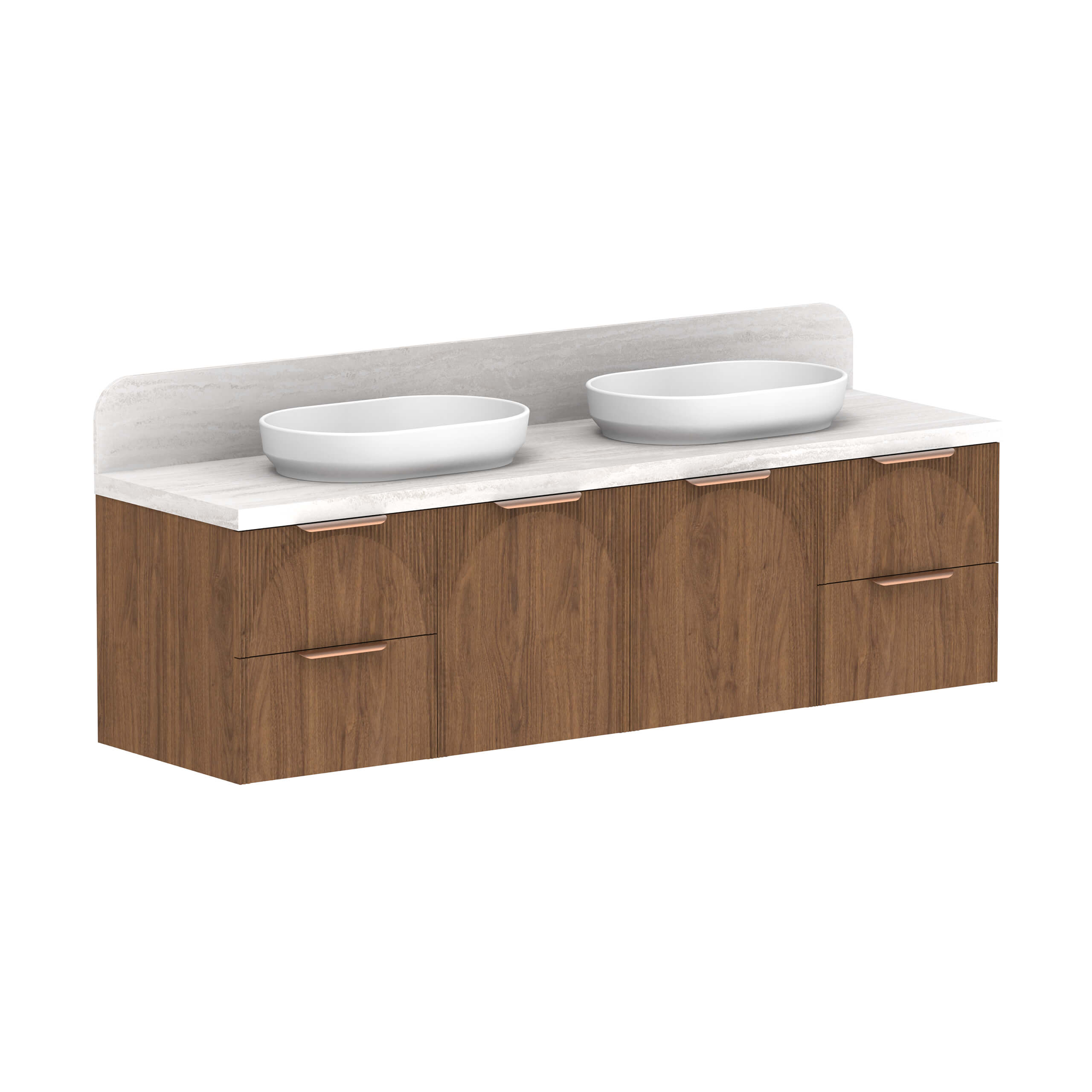 Premium Solid Surface Wall Mounted Vanity with Drawer - Cherry Pie Finish for Bathroom & Powder Room | Space-Saving Modern Bathroom Storage Solution