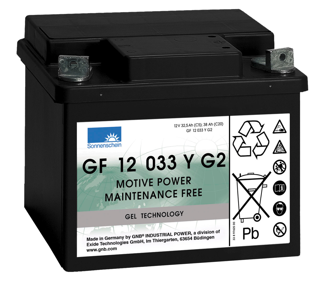 12V 38Ah Deep Cycle Battery for Marine, RV, Solar & Off-Grid Power - Rechargeable AGM Battery with Long Lifespan