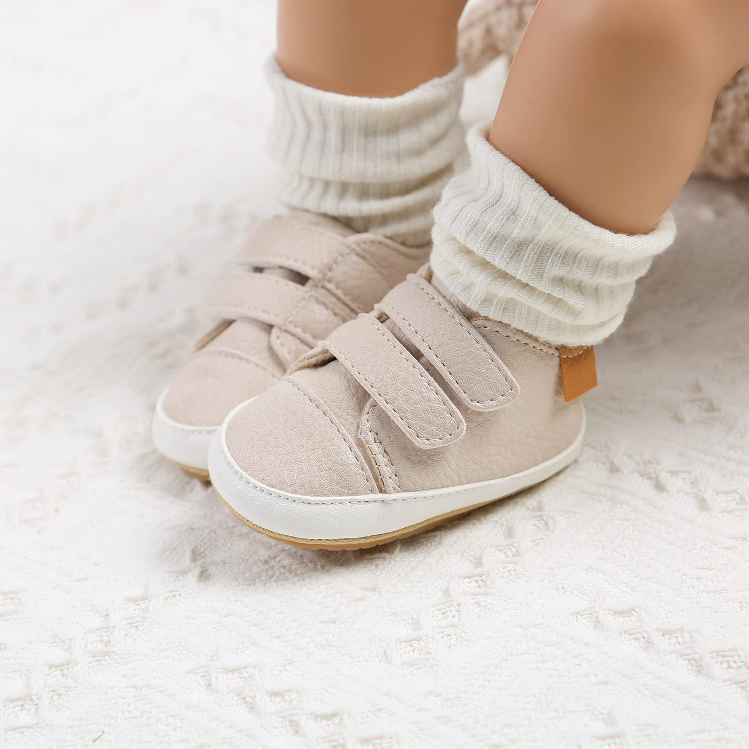 Non-Slip Rubber Sole High-Top PU Leather Sneakers - First Walking Shoes for Baby Boys & Girls | Toddler Crib Shoes & Newborn Loafers | Perfect for Indoor Play & Outdoor Adventures